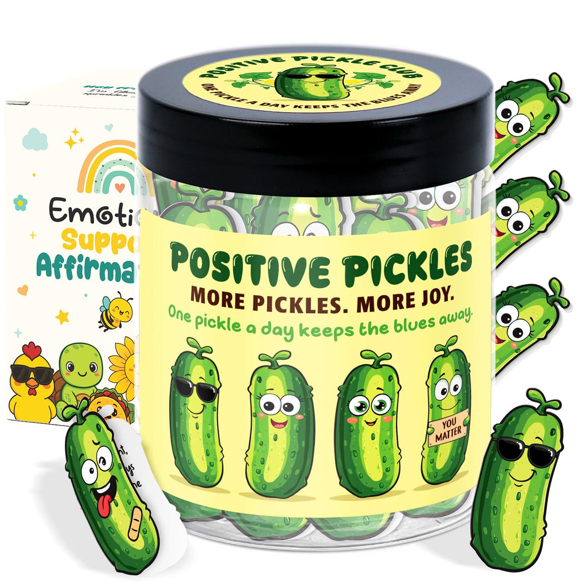 60 Positive Pickle Affirmation Cards Jar - Funny Galentines Day Gifts For Teen Girls Trendy Stuff, Valentine Pickle Gifts For Women, Cute Birthday Gift For Friends, Daughter, Sister, Adult