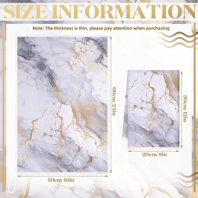 Boyiee Set of 6 Marble Kitchen Towels Gold Dish Towels Absorbent Stylish Marble