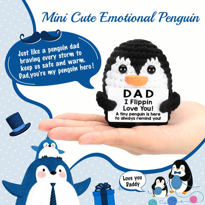 Positive Crochet Penguin, Mini Funny Brithday Galentines Valentines Gifts for Women Men Teens Boys Girls, Inspirational Appreciation Gifts for Coworker Friend Sister Her Him, Emotional Positive Decor