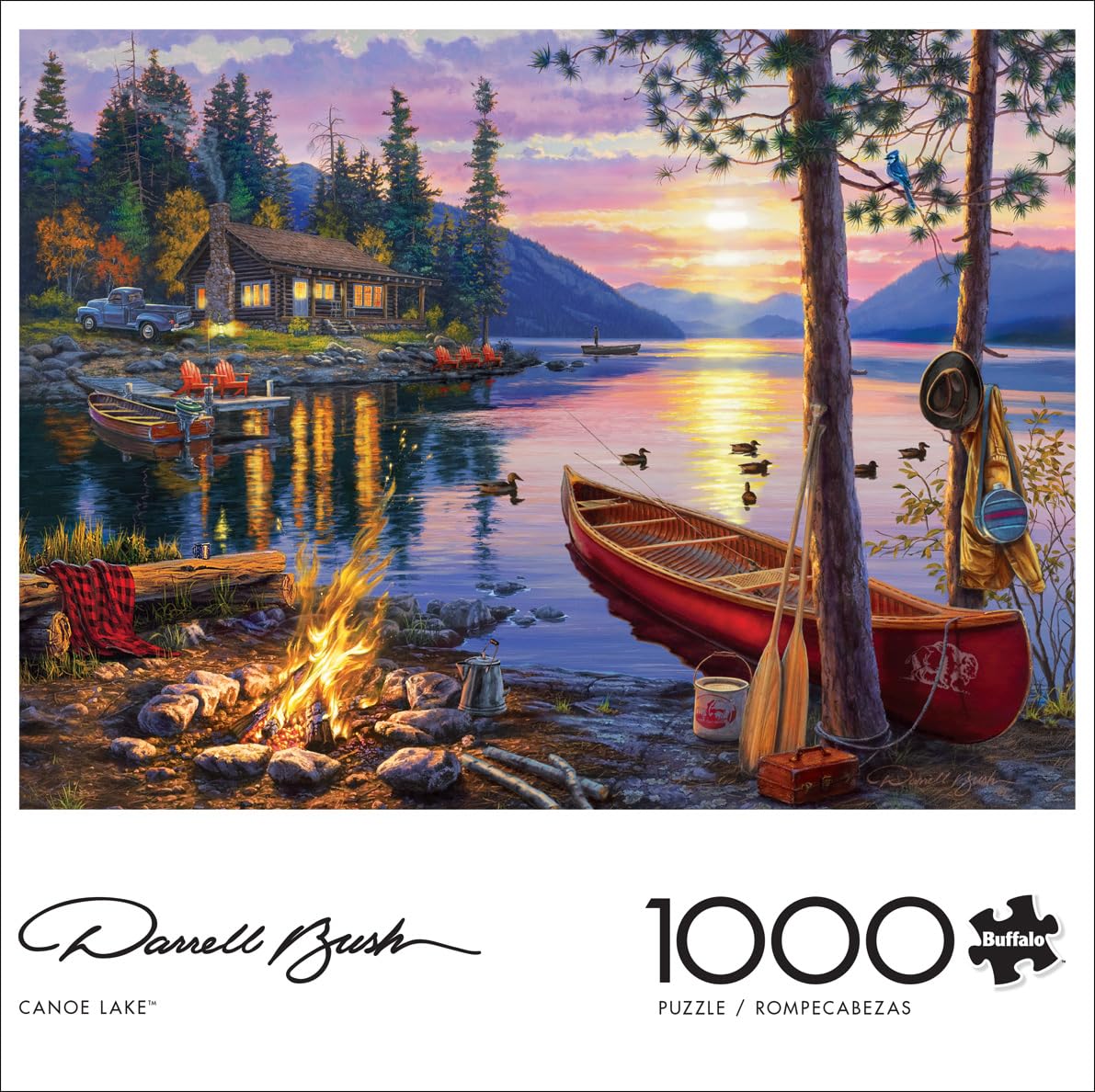 Buffalo Games - Darrell Bush - Canoe Lake - 1000 Piece Jigsaw Puzzle For Adults - Challenging Puzzle Perfect for Game Nights - Finished Size Is 26.75 x 19.75