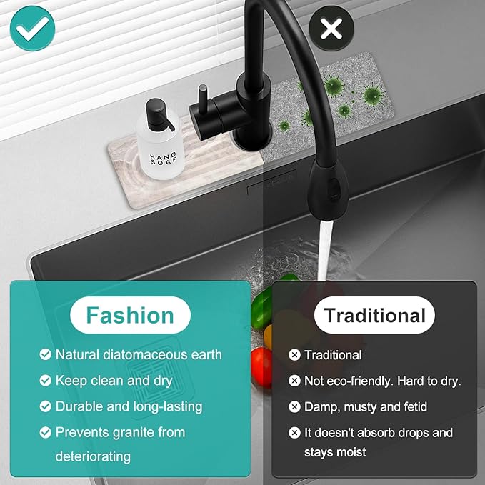 Small Diatomite Kitchen Sink Faucet Mat Water Absorbing Stone Tray Quick Drying