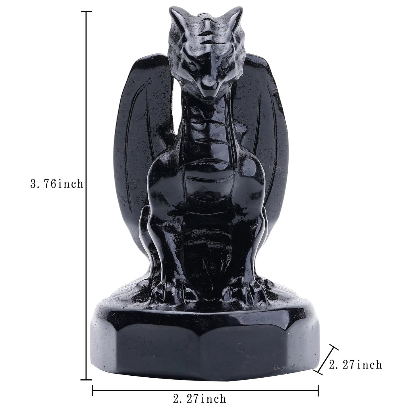 Bmuafry Natural Dragon Crystal Sculptures and Statues Hand Carved Reiki Healing Stone Statue Healing Home Office Art Room Decoration Collectible Ornaments (Obsidian, Flying Dragon)