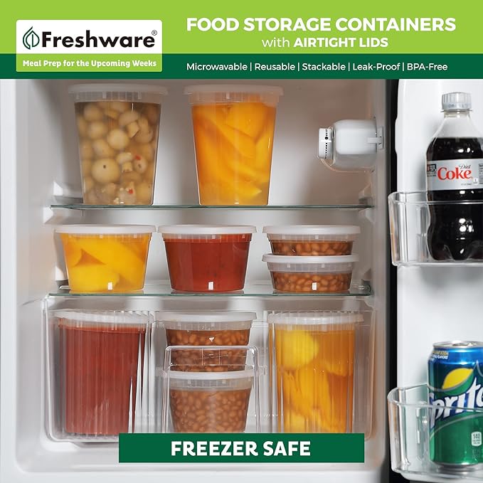 Freshware Food Storage Containers 12 oz Plastic Deli Containers