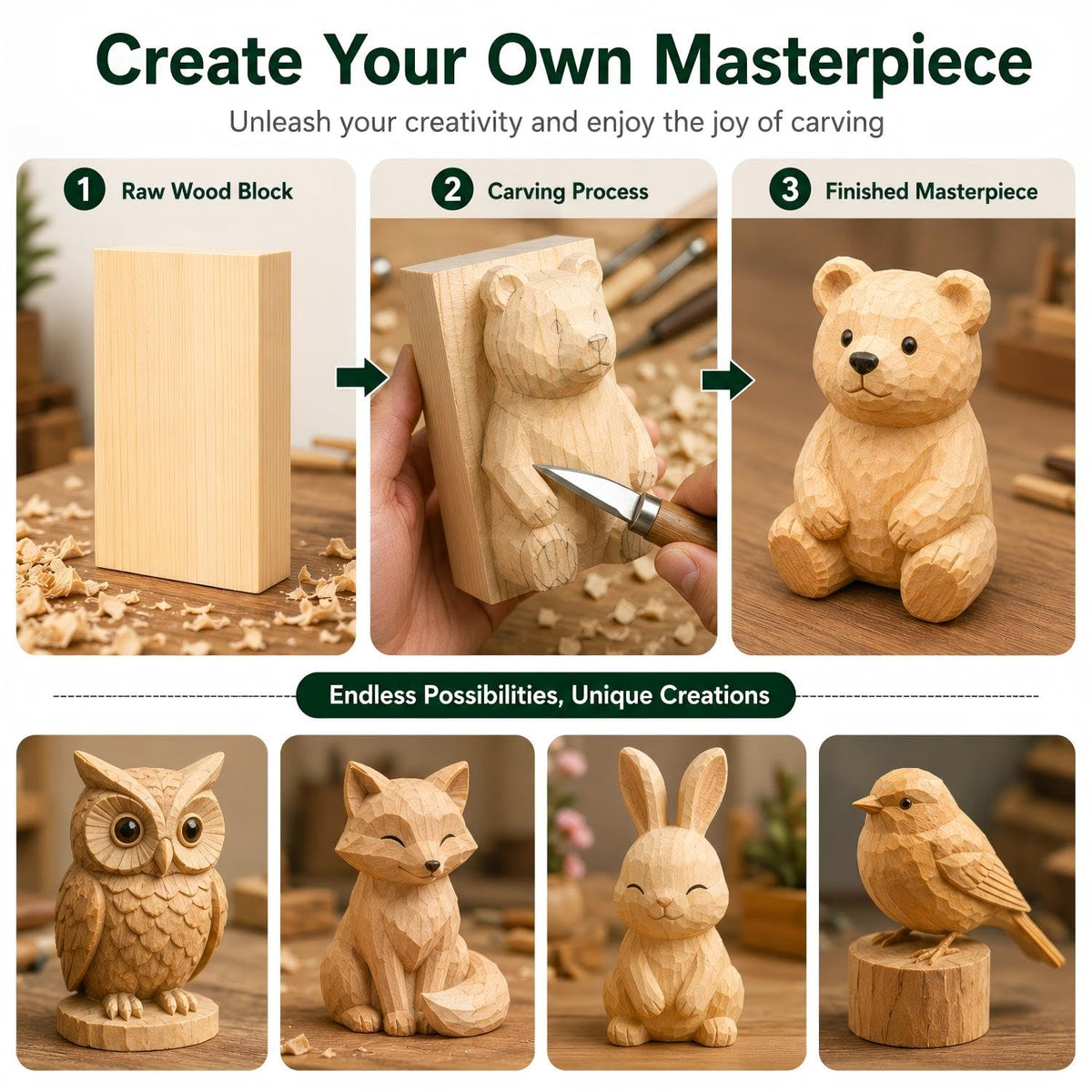 Unfinished Wood Blocks for Crafting, 3X5X1 Inch Wood Carving Blocks, 4 Pcs Solid Pine Wood Blocks for Craft DIY Wood Carving Painting Wall Decorations for Beginners and Adults