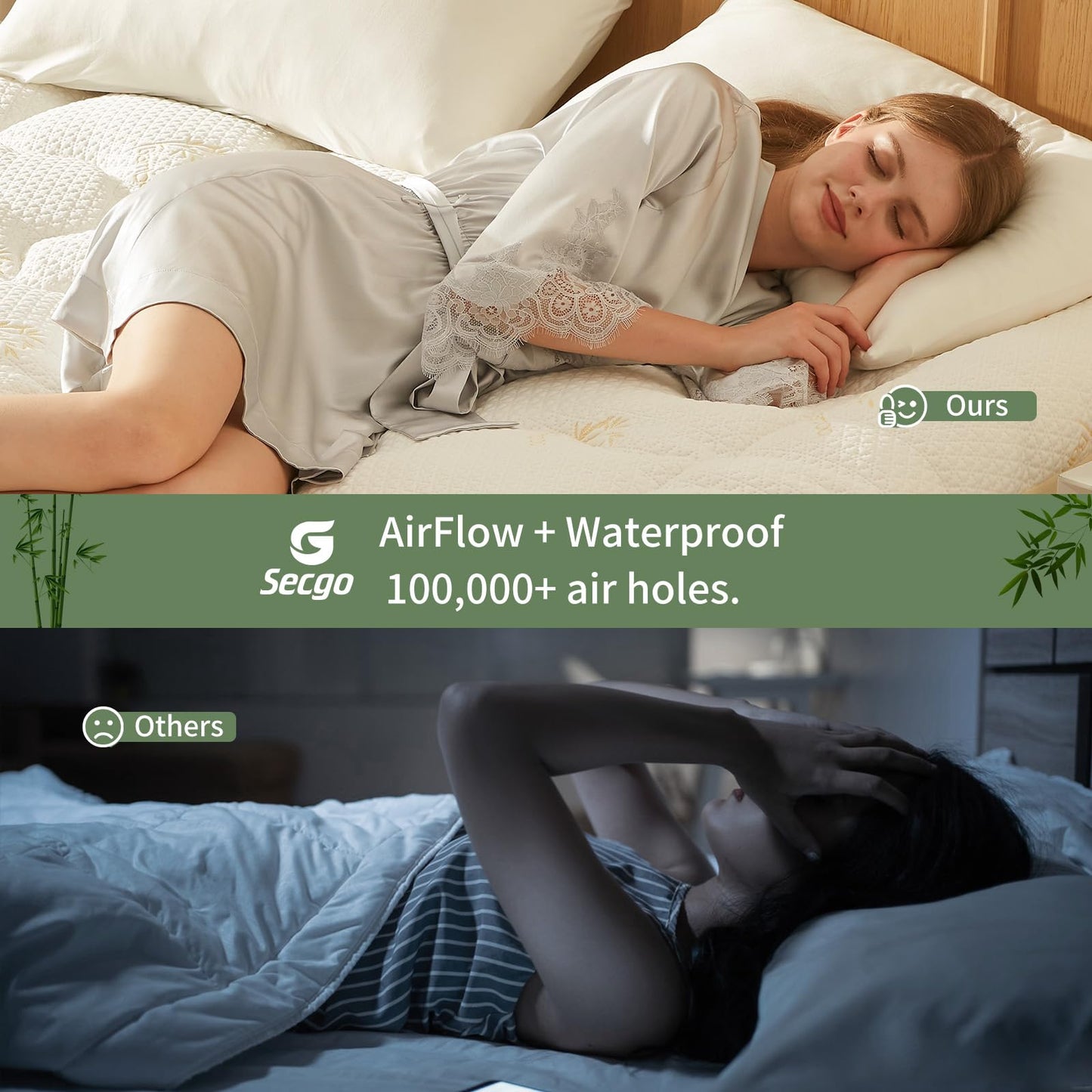 Premium 100% Waterproof Full Mattress Topper, Breathable Mattress Pad, Rayon from Bambo Bed Protector, Deep Pocket Sheet Cover 8"-21"