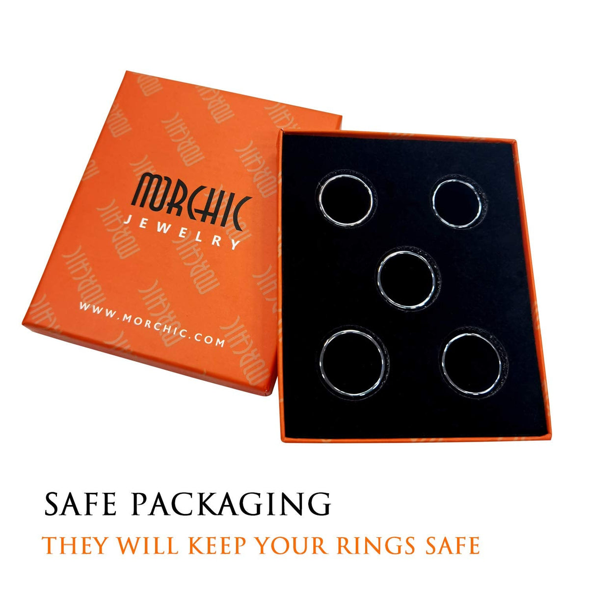 Morchic 5Pcs Pack Hematite Stone Rings for Women & Men, Unisex Flat Band Set (10mm Width) - Mixed Sizes 8-12, Chakra Balancing, Polished Gemstone, Gift Ready