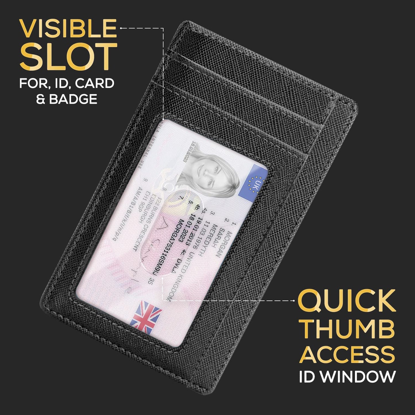 Slim Wallet for Men | RFID Blocking Minimalist Credit Card Holder – Thin Card Wallet with Small Money Pocket & Gift Box for Men's, UK (Black Saffiano)