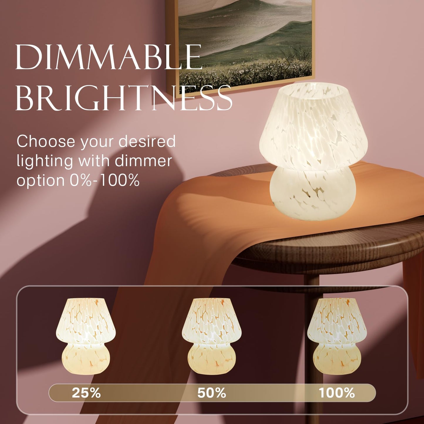 Dawnwake Mushroom Lamp Table Lamp for Bedroom,Small Desk Bedside Lamps for Living Room,Mushroom Decor Cute Mini Modern Mid Century Lamps for Night Stands (White)