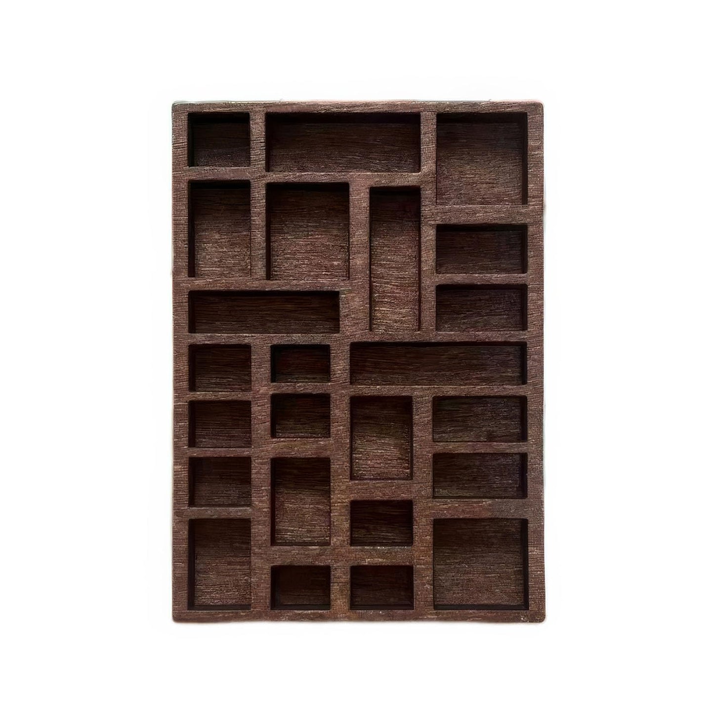 Wooden Miniature Trinket Shelf & Shadow Box (Dark Brown): Multi-Grid Organizer for Tiny Collectibles, Miniatures, Dollhouse Accessories & Desk Display