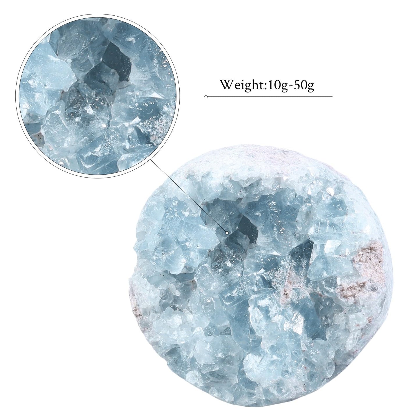 dssmboom Natural Rough Blue Celestite Crystal Mineral Specimen for Crystal Collection, Irregular Geode Celestine Raw Stone for Home Office Decor & Chakra Balancing, 0.98"-1.77"