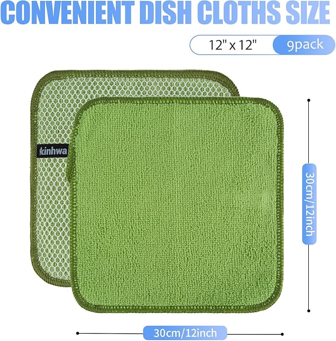 KinHwa Kitchen Washcloths for Dishes Absorbent Microfiber Dish Cloths Quick Dry