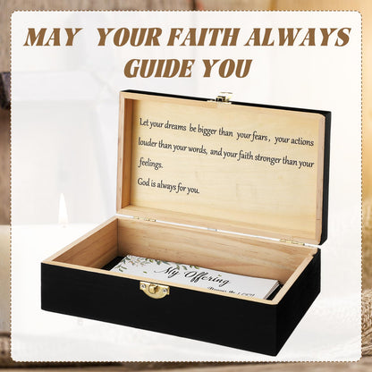 CroBlissful First Communion Wooden Box Keepsake Baptism Memory Box Gift 8.6 x 5.1 x 2.4 Inches First Holy Communion Jewelry Storage for Baptism Memory Keepsake (Confirmation)