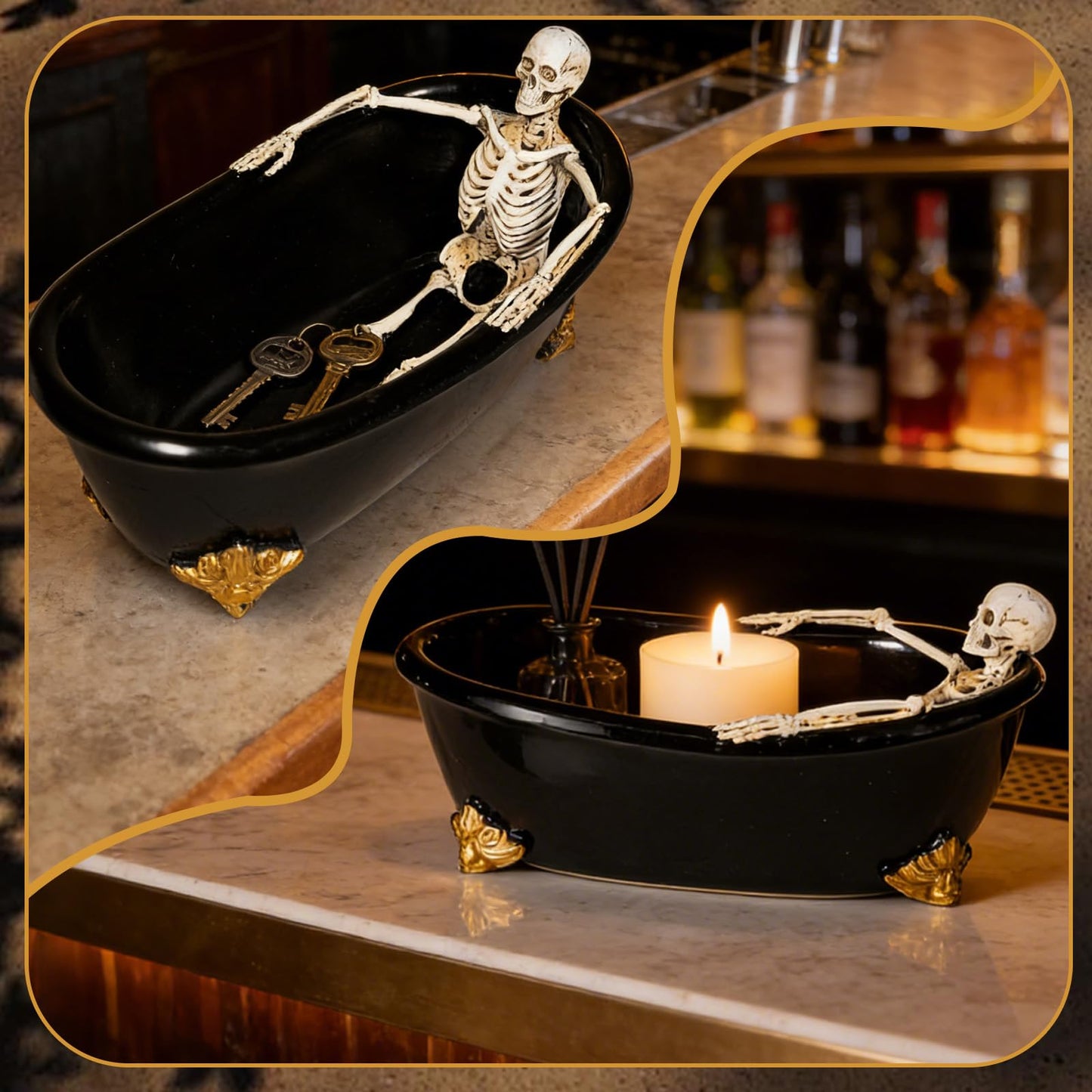 Wowagoga Skull Candy Dish, Bathtub Bowl,Resin Statues,Gothic Decoration for Home Office Decor Servers