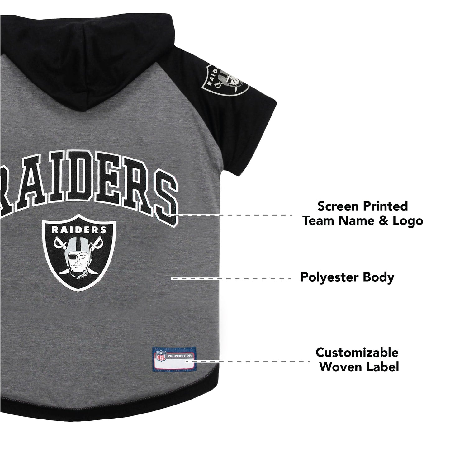 Pets First NFL Oakland Raiders Hoodie for Dogs & Cats. | NFL Football Licensed Dog Hoody Tee Shirt, Small| Sports Hoody T-Shirt for Pets | Licensed Sporty Dog Shirt