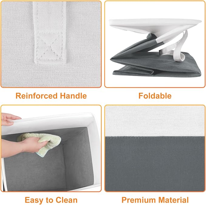 TasticTotes laundry basket 3-Pack, laundry hamper, Hamper with handles, collapsible laundry baskets, Waterproof dirty clothes hamper, Towel Storage for Home or Dorm, 88L-Grey