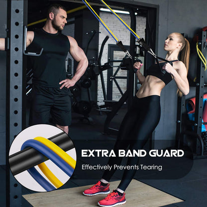 VEICK Resistance Bands Widerstandsbänder Set 5 Fitnessbänder Expander Tube Rubber Bands, Fitnessband mit Tragtasche, Pilates Krafttraining Physiotherapie