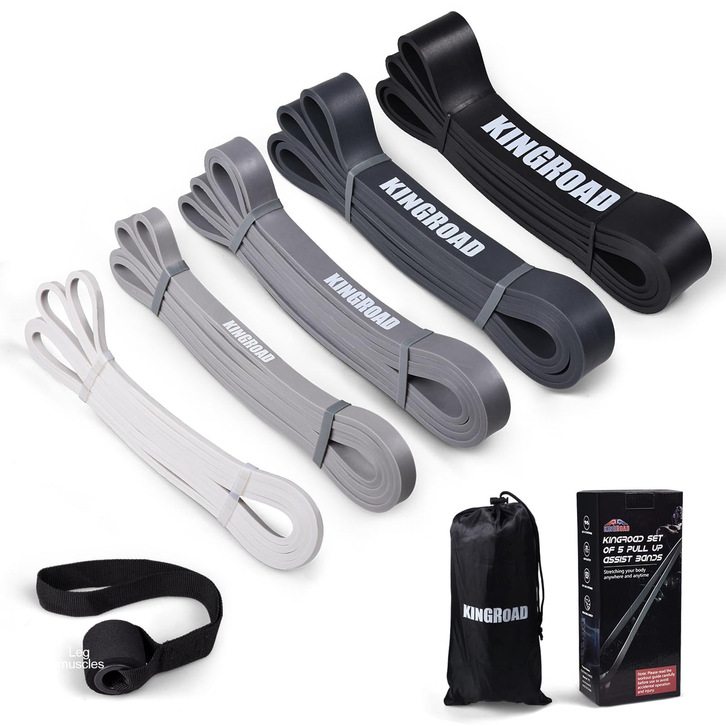 Resistance Band Pull Up Assistance Bands,Set of 5 Resistance Heavy Duty Exercise Stretch Fitness Bands for Stretching Power Lifting Workout Training with Instruction Guide