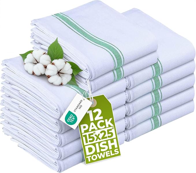 Utopia Towels Green Dish Towels 100% Ring Spun Cotton Highly Absorbent &