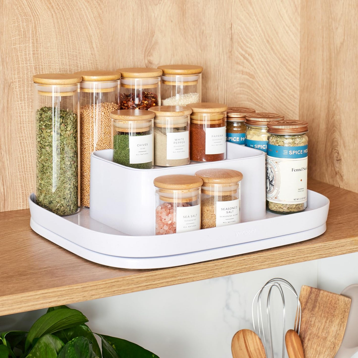 YouCopia MagicTrack Spice Turntable, 2-Tier Rectangle Lazy Susan Organizer