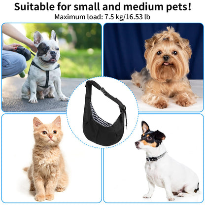 Sarsumir Dog Carrier Bag Dog Sling, Pet Carrier for Small Medium Cat Dog, Puppy Carrier with Adjustable Shoulder Strap Puppy Sling for Travel Walking Shopping, Black