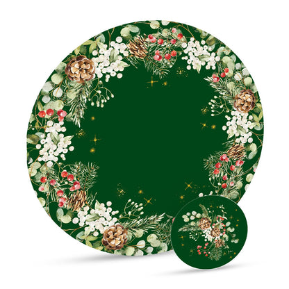 Verdi Livin Cork Placemats Set of 6 Matching Coasters I Heat Resistant Place Mats for Dining Table 16" x 12", Cork Backed, Wipeable (Wreath Green)
