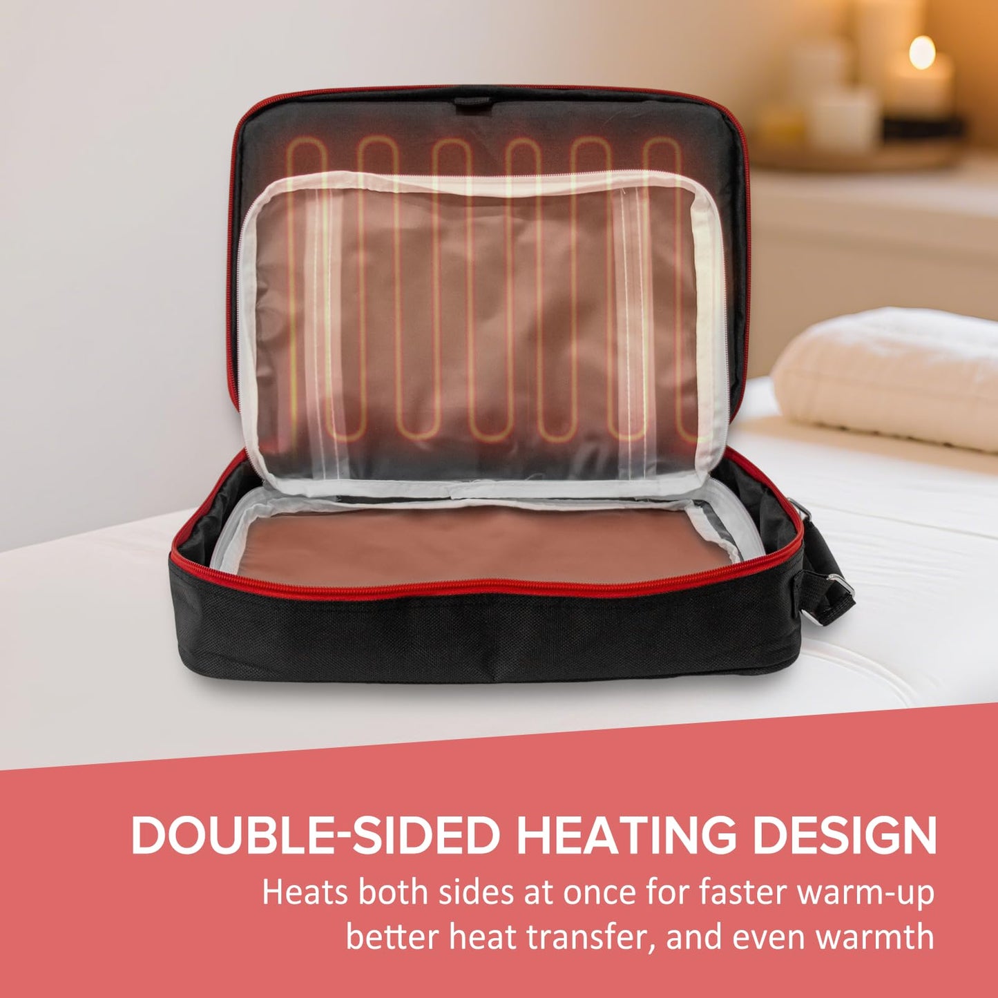 Goodtar Hot Stone Massage Warmer with Temp Control, Double Side Heating Massage Stone Heater, Electric Hot Stones Warmer for Professional/Home Spa, Portable Heating Travel Bag (Black)