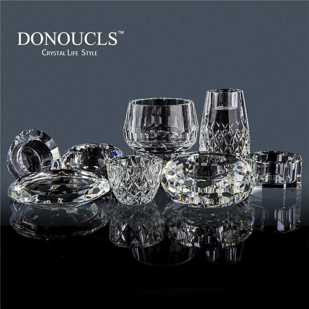 DONOUCLS Crystal Candle Holders Pillar Candlestick Decorations for Home Party Dinner Christmas Suitable for Large Cylindrical Candles Hand-Cut 4.3'' X 1'' Clear