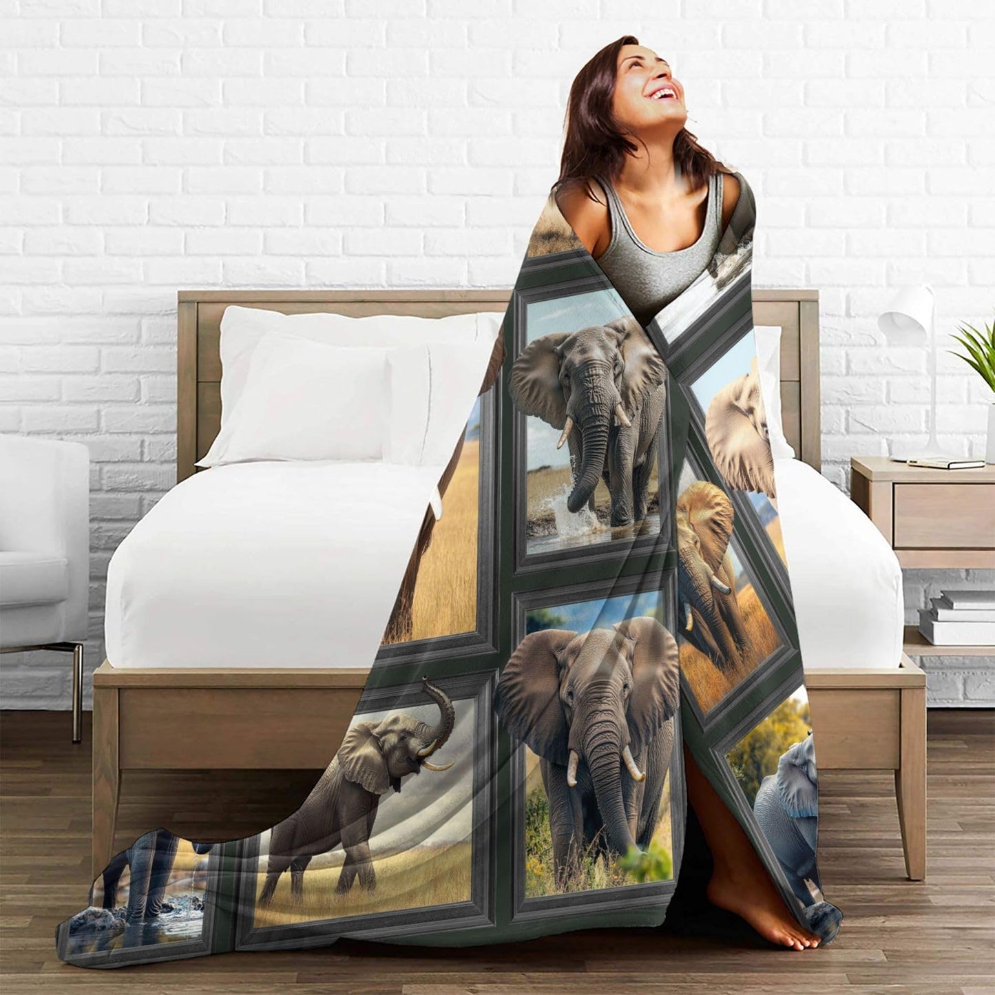 Lovira Elephant Throw Blanket Safari Animal Throw Blankets Gifts Stuff Decor Fleece Plush Flannel for Lover Men Women 40"x50"