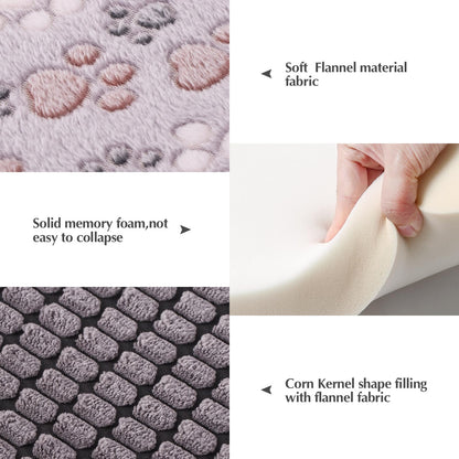 BVAGSS Dog Bed Mat,Reversible Dog Crate Pad, Memory Foam Dog Beds, Soft Warm Pet Cushion for Small Medium Dogs, Washable Pet Sleeping Mattress Kennel Bed Pad XH079 (76x50x4cm,Grey Paw)