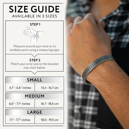 RTZN® Cuff Bracelet for Men – Premium Stainless Steel Mens Bangle Bracelets – Silver Mens Cuff Bracelet – Waterproof & Non-Tarnish Minimal Men Western Bracelet (Native Feather, Large)