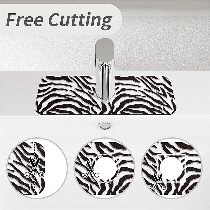 Kitchen Sink Splash Guard，Black-white checkered- Faucet Mat Sink Gadgets-Super