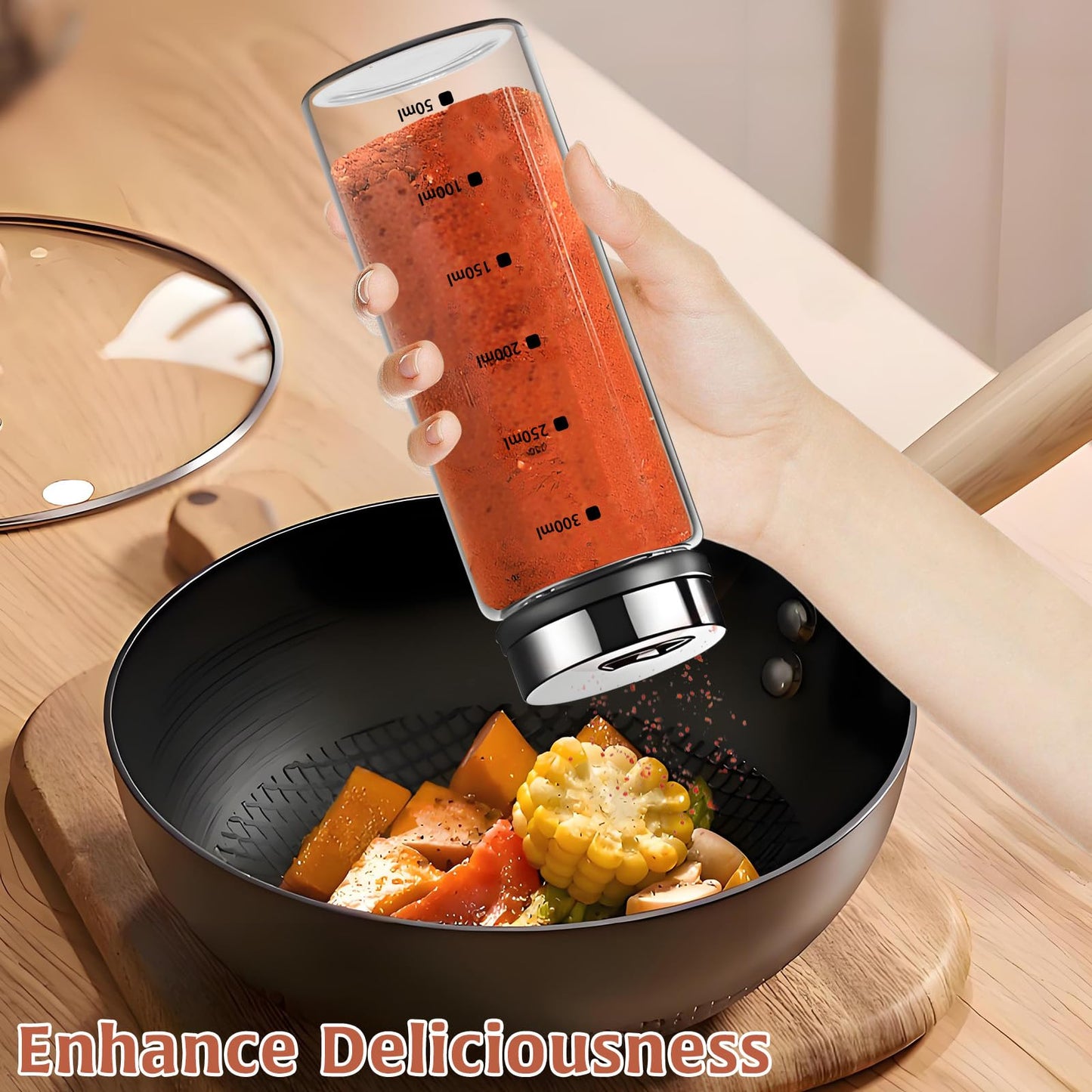 2Pcs Large Salt & Pepper Shakers, Glass Salt & Pepper Shakers with Adjustable Pour Holes, Salt & Pepper Dispensers with Stainless Steel Removable Lids, Salt Spice Shakers for Kitchen Restaurant