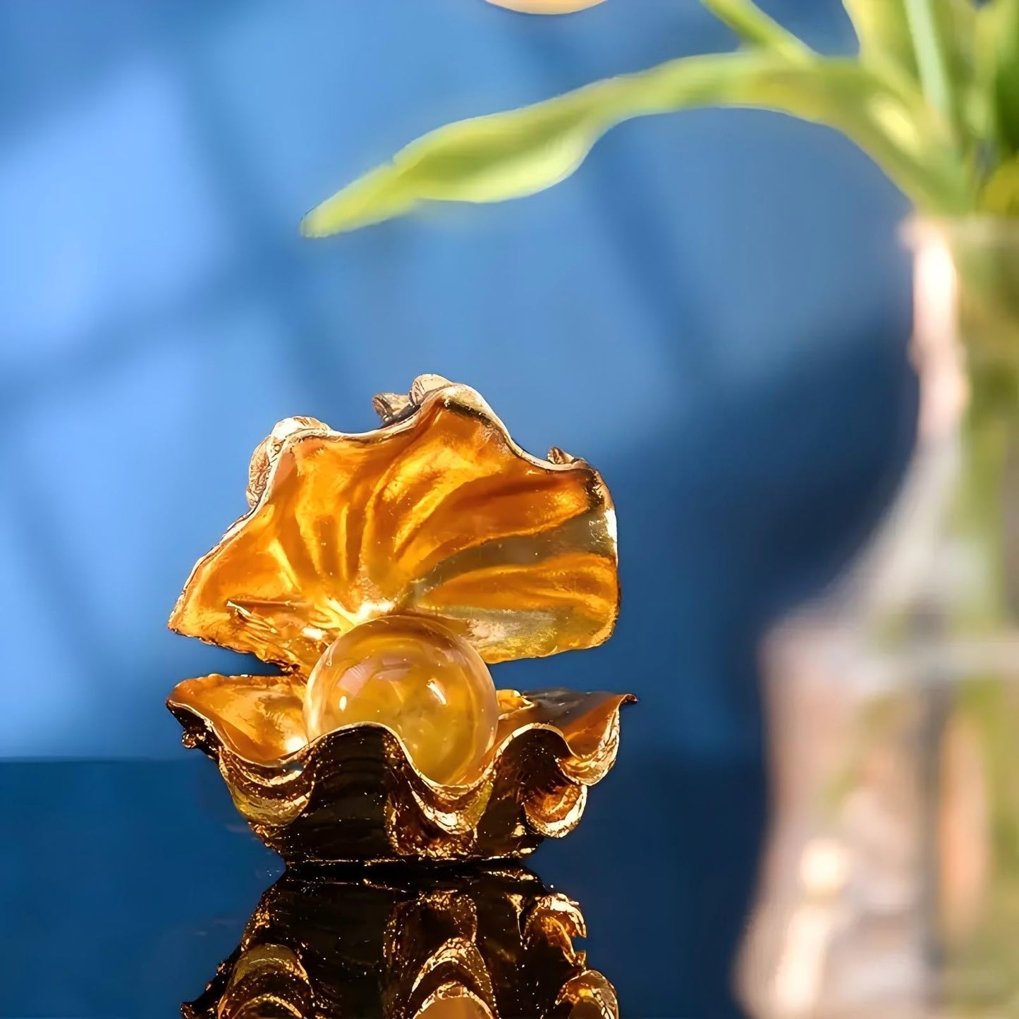 Zonsuli Pearl Oyster Statues Home Decor Living Room Decor Coffee Table Sculpture Bedroom Desk Decorations Gold Shelf Statue Office Figurine Desktop House Accent Aesthetic Collectibles Ornaments