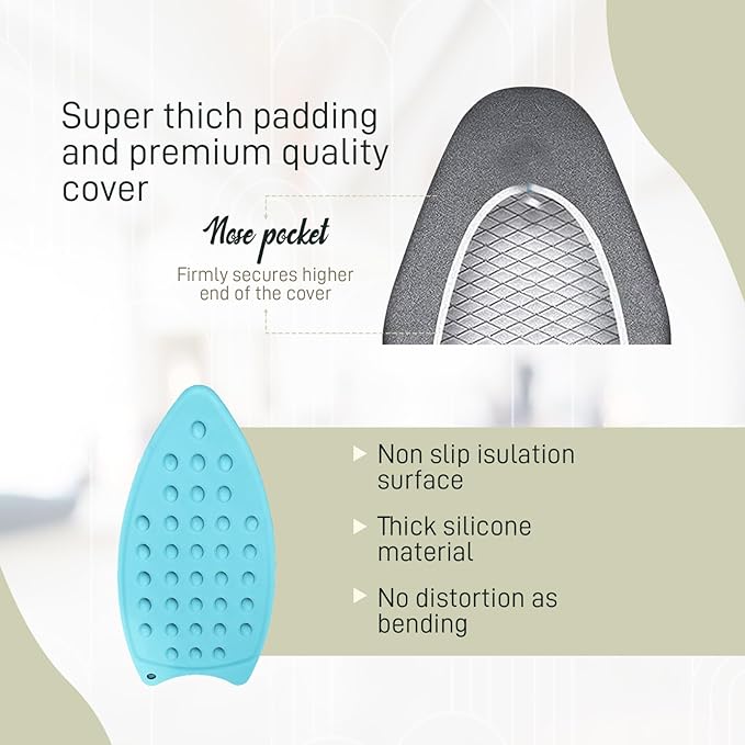 Full Size Ironing Board Cover and Pad 15x54 w/ Silicone Mat | Polyester Cotton