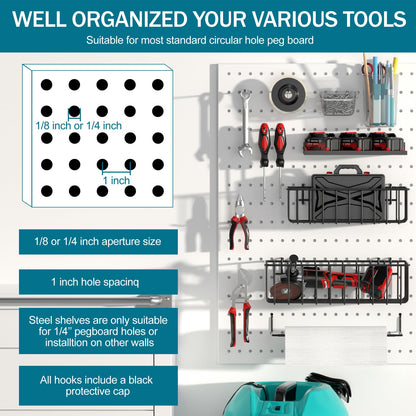 Daanxw Peg Board Accessories Kit,Pegboard Hooks Assortment with Bins,Cups,Wire Baskets,Paper Towel Holder Can be Used for Pegboard Garage Workbench Craft Room Organizing Tools (Transparent Cup+Box)