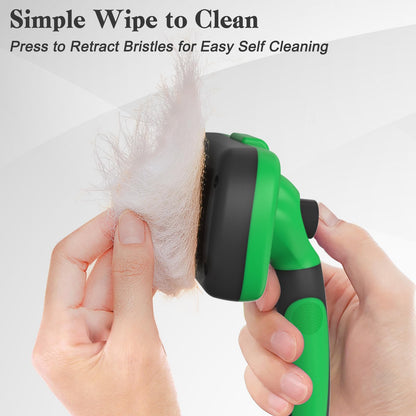 Swihauk Self Cleaning Slicker Brush - Skin Friendly Deshedding Grooming Tool for Dogs & Cats, Suitable for Shedding & Haired Pets, with Pet Supplies Accessories, Green