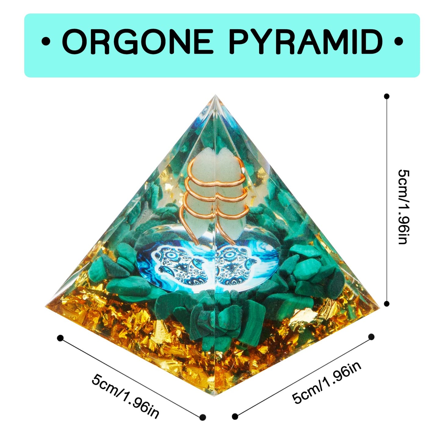 Orgone Pyramid, Small Healing Crystal Pyramid Porstive Energy Generator, Orgonite Pyramid for Resist Stress, Bring Good Luck and Wealth