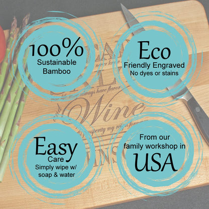 Bread Salt Wine Engraved Wood Cutting Board Charcuterie Display with Poem Quote from It's a Wonderful Life Housewarming or Realtor Closing Gift Idea 9.5 x 13"
