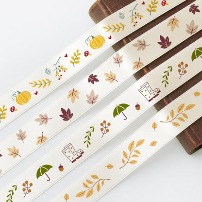 Pumpkin Ribbon – 3/4” (20 mm) Satin with Pumpkin Garden Icons for Fall Gift Wrap, Autumn Wreaths, Halloween & Thanksgiving Decor