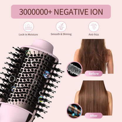 Hair Dryer Brush Blow Dryer in One, Upgraded 4 in 1 Hair Dryer and Styler Volumizer with Negative Ion Anti-frizz Ceramic Titanium Barrel Hot Air Hair Straightener Brush