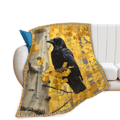 Crow Blanket for Girls Women Boys Men Adults Kids Soft Cozy Fleece Raven Throw Blankets Gifts Warm Flannel Plush Lightweight Decor for Couch Bed Sofa 50"X40"