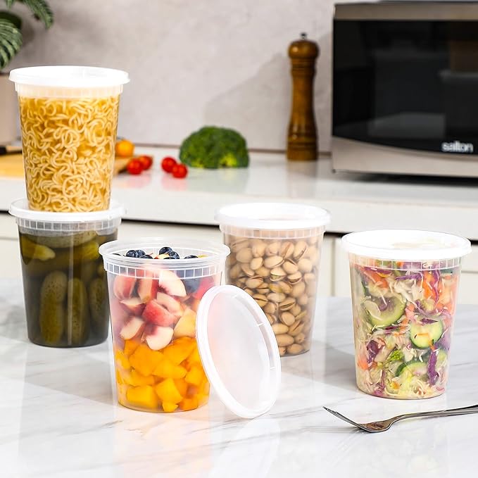 AOZITA 20 Sets 32 oz Plastic Deli Food Containers