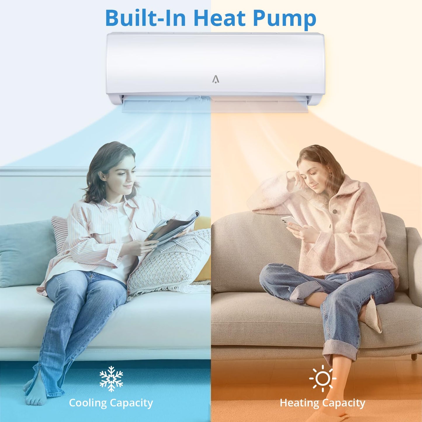 Acekool 9,000 BTU Mini Split Air Conditioner & Heater, 19 SEER2, R454B Inverter Ductless Split AC Unit with Pre-Charged Condenser & Installation Kit, Covers up to 400 Sq. Ft., WiFi Control, 115V
