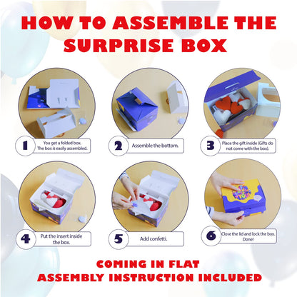 FETTIPOP Gift Box Surprise Exploding Confetti Kit (Black Premium) Happy Birthday, Prank Pop Up 7.2x5.5x4.3 in.