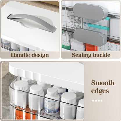 ARSTPEOE 4-Tier Medicine Organizer - Portable Medicine Cabinet with Plastic Handle, Multipurpose Medical Box, Empty First Aid Kit for Home