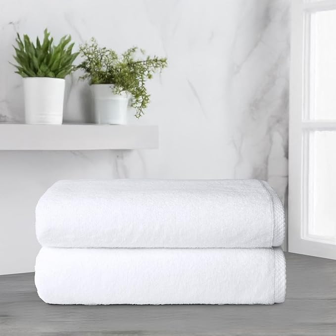 Amazon Basics 2-Piece Quick-Dry Oversize Bath Towel, 100% Cotton