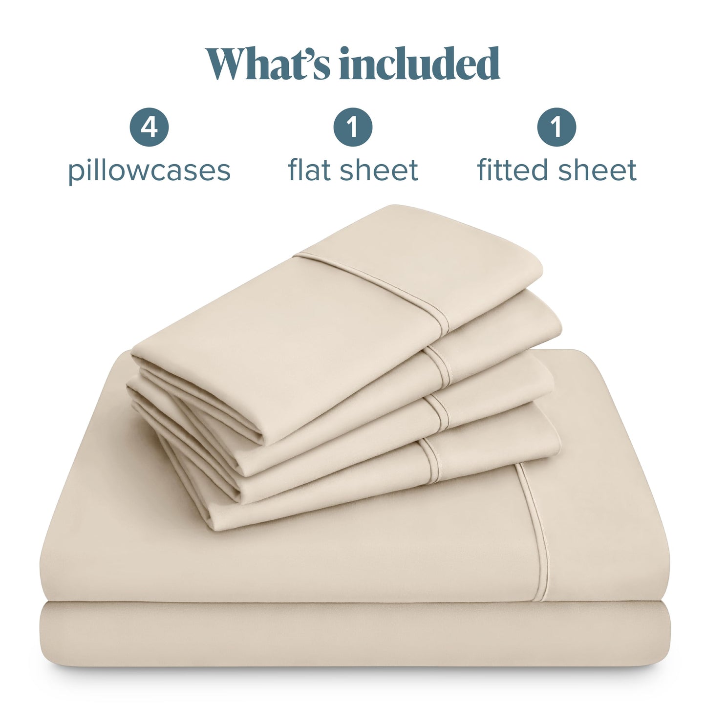 Bare Home Hotel Luxury Full Sheet Set, Extra Soft - 6 Piece Set - Deep Pockets - Easy Fit - Cooling & Breathable - Wrinkle, Fade, Stain Resistant - Includes 4 Pillowcases (Full, Sand)