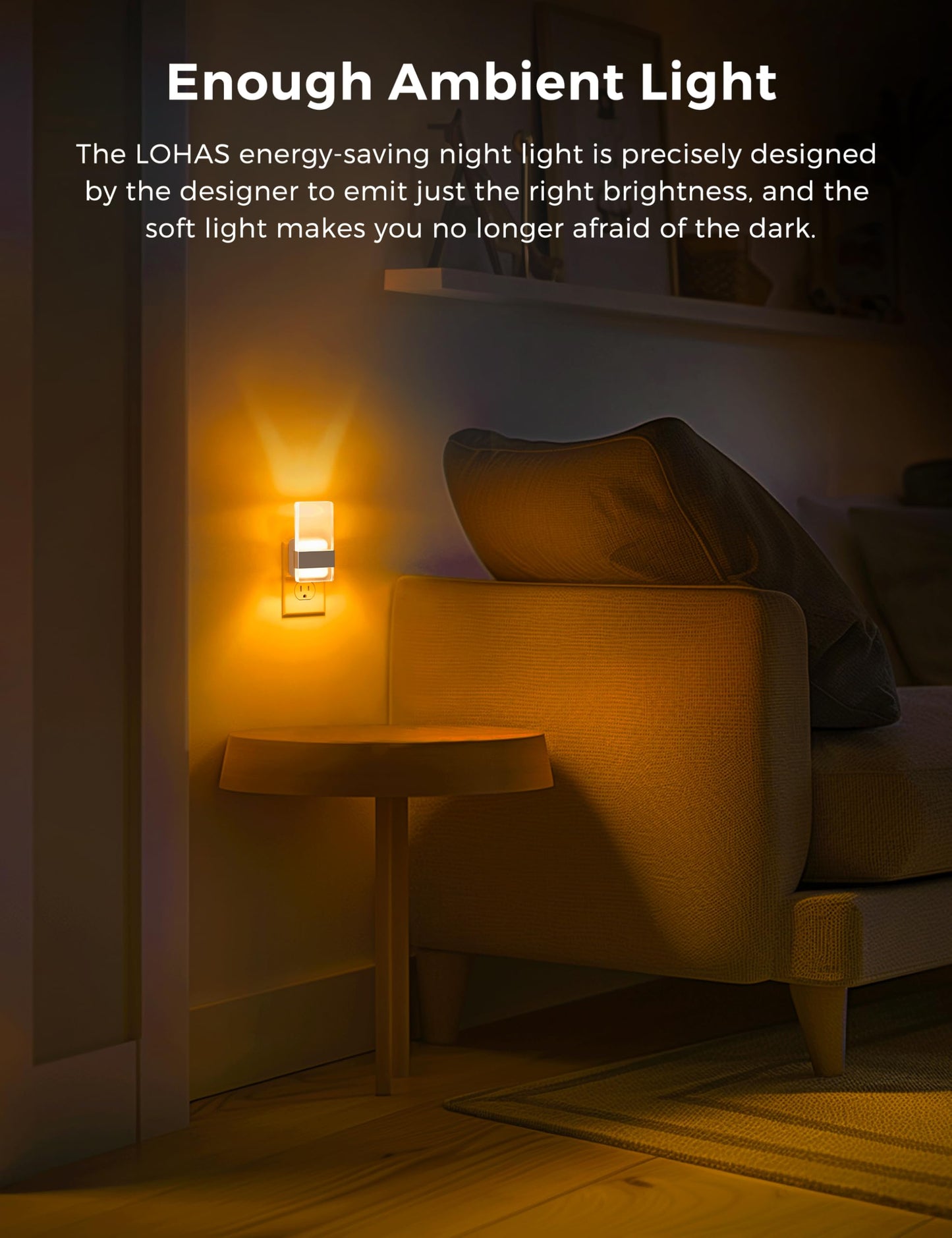 L LOHAS LED Night Lights Plug Into Wall, 2 Pack Plug in Night Light LED with Dusk to Dawn Sensor, 0-100LM Dimmable Nightlight, Wall Sconce-Style Design Nightlights for Bathroom, Hallway,Stairway,Gift