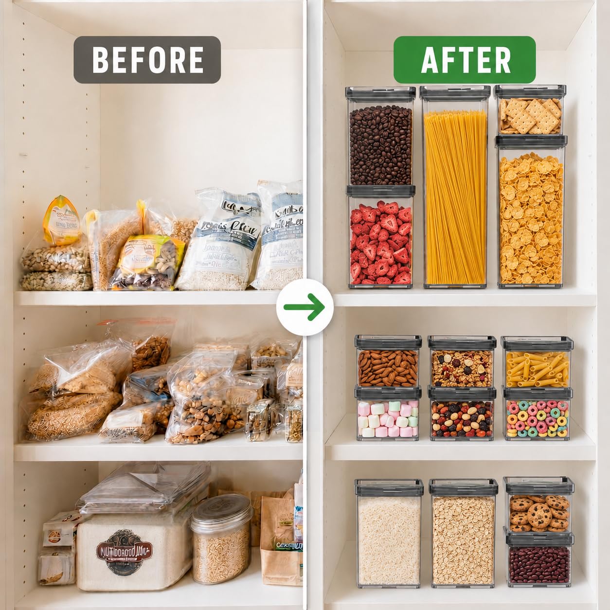 Prestoor 4-Pack Small Pantry Containers, 0.8 QT/0.76 L Clear SAN Food Storage Canisters with Twist-Lock Lids, Stackable for Sugar, Tea Bags, Seasoning, Nuts, Snacks(Sand)