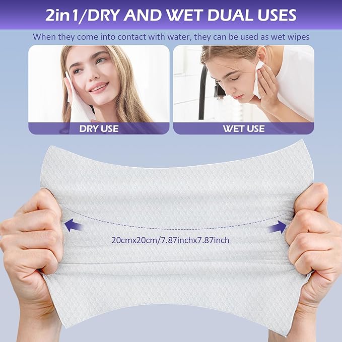 Disposable Face Towel 400 Count, Face Towels, Soft Cotton Dry Wipes Facial